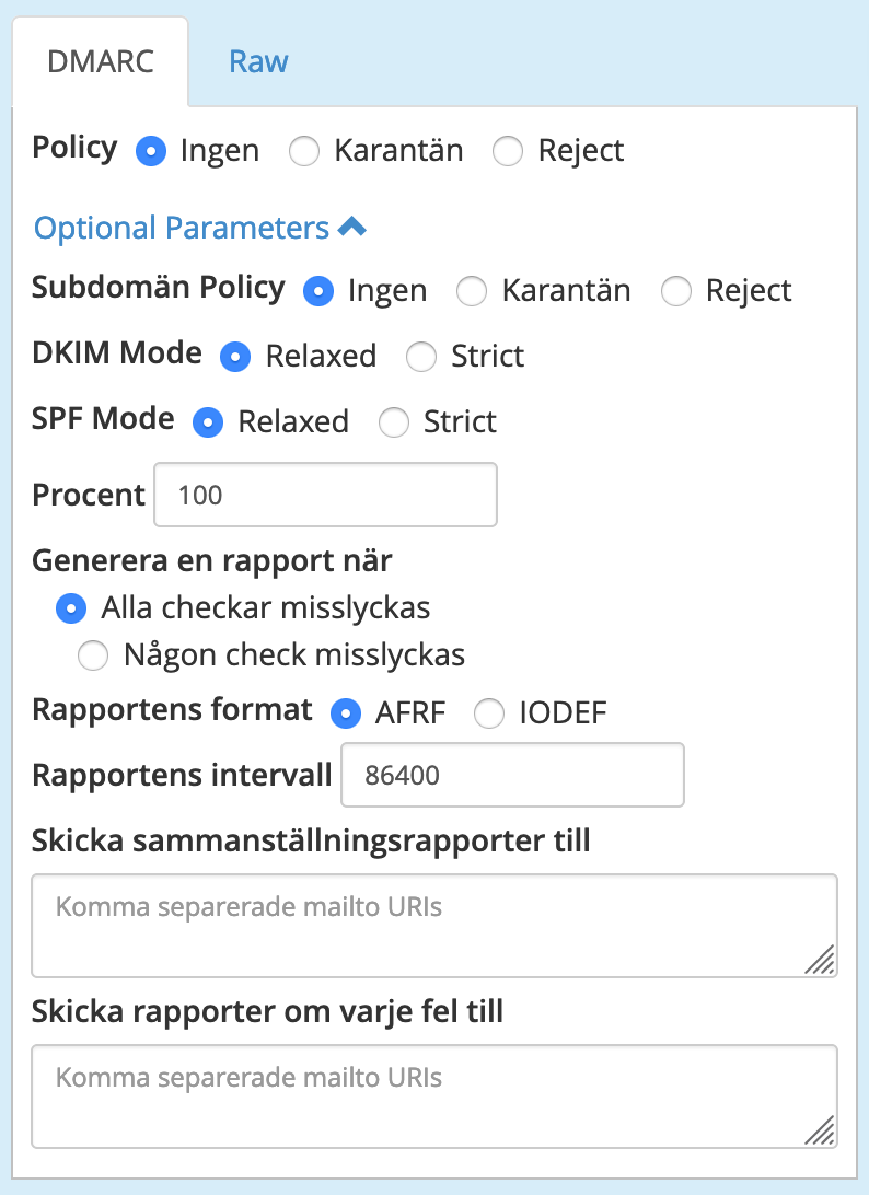 Avancerade inställningar för DMARC