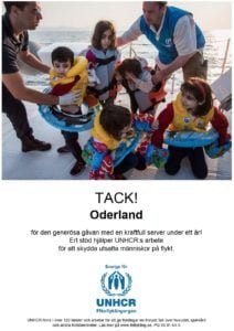 Oderland ger bidrag till UNHCR